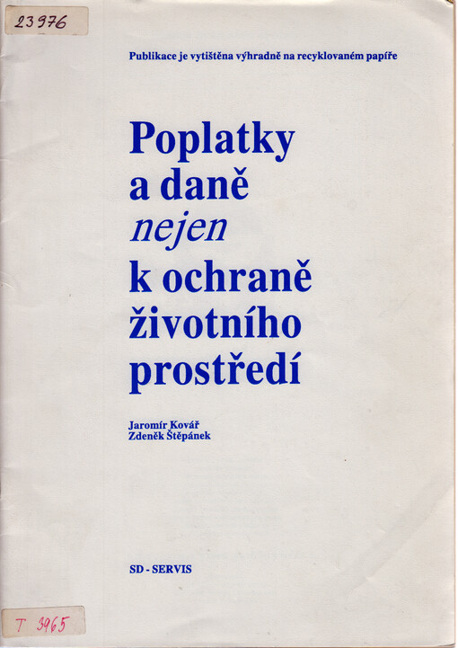 Poplatky a daně nejen k ochraně životního prostředí