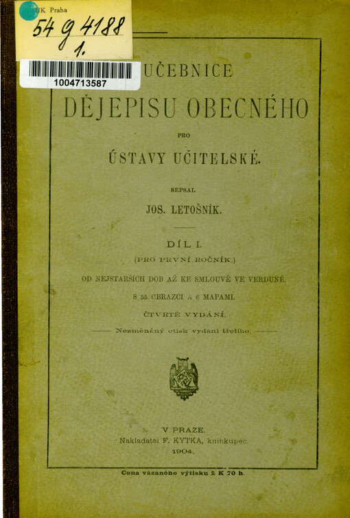 Učebnice dějepisu obecného pro ústavy učitelské