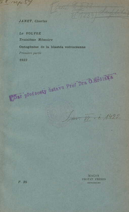 Le volvox. Troisiéme mémoire, Ontogénèse de la blastéa volvocéene. Première partie