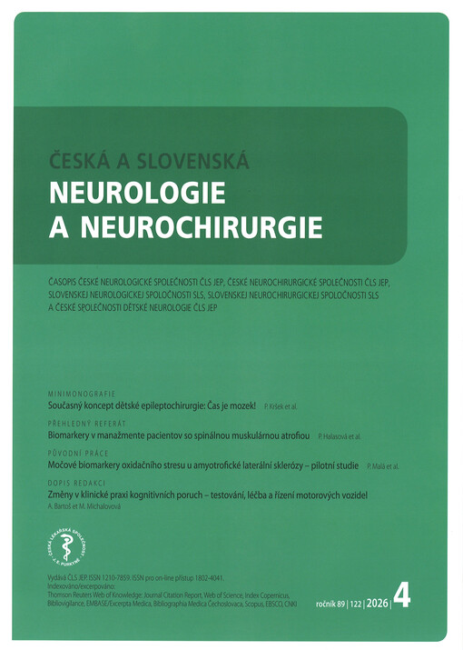 Česká a slovenská neurologie a neurochirurgie : časopis českých a slovenských neurologů a neorochirurgů