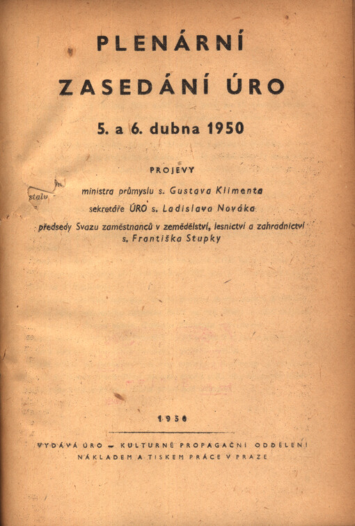 Plenární zasedání ÚRO 5. a 6. dubna 1950