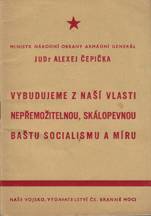 Vybudujeme z naší vlasti nepřemožitelnou, skálopevnou baštu socialismu a míru : projev ... v N. shromáždění při projednávání rozpočtu na r. 1952 dne 25. března 1952