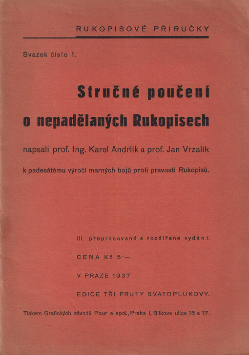 Stručné poučení o nepadělaných Rukopisech