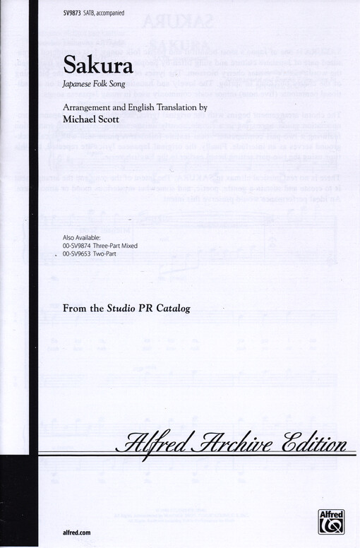 Sakura : SATB, accompanied : Japanese Folk Song