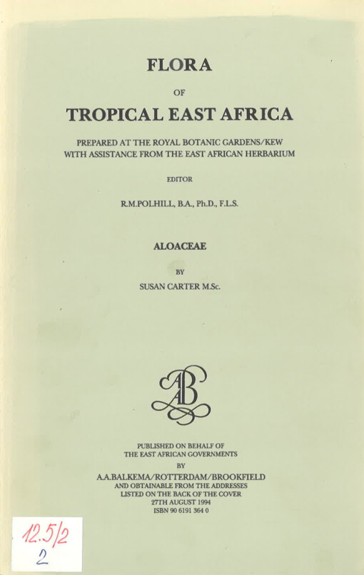 Flora of tropical East Africa. Aloaceae