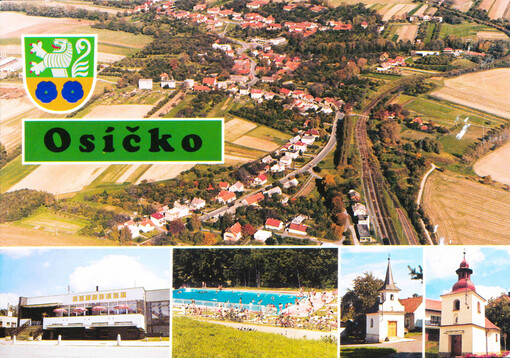 Osíčko : letecký pohled na obec : motorest-pizzerie : koupaliště : Kaple Navštívení Panny Marie : Kaple Panny Marie-Pomocnice