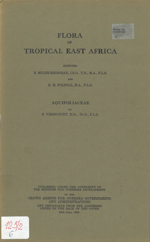 Flora of tropical East Africa. Aquifoliaceae