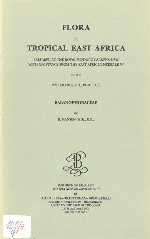 Flora of tropical East Africa. Balanophoraceae
