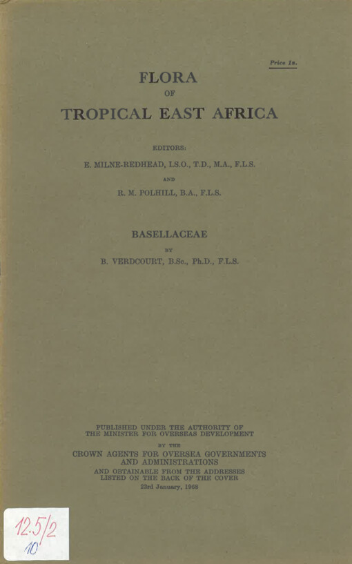 Flora of tropical East Africa. Basellaceae