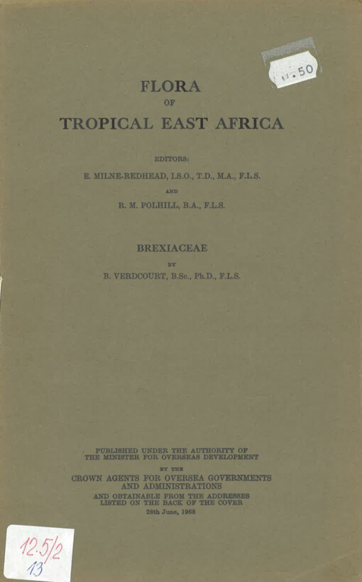 Flora of tropical East Africa. Brexiaceae