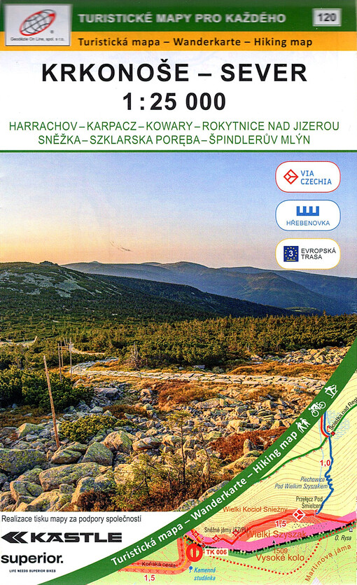 Krkonoše - sever : 1 : 25 000 : Harrachov - Karpacz - Kowary - Rokytnice nad Jizerou - Sněžka - Szklarska Poręba - Špindlerův Mlýn : turistická mapa : Wanderkarte : hiking map