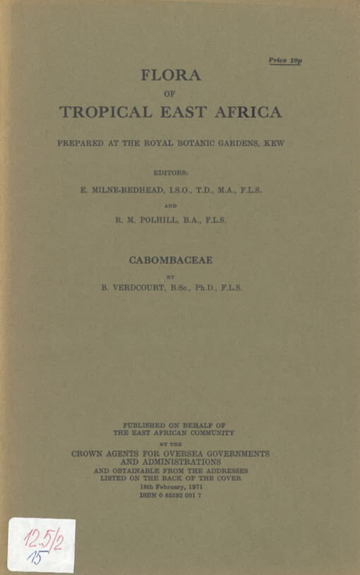 Flora of tropical East Africa. Cabombaceae