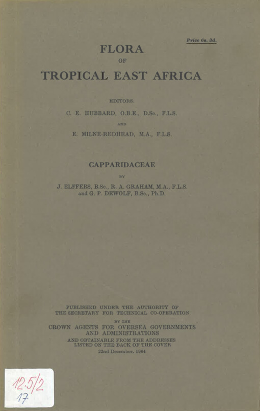 Flora of tropical East Africa. Capparidaceae