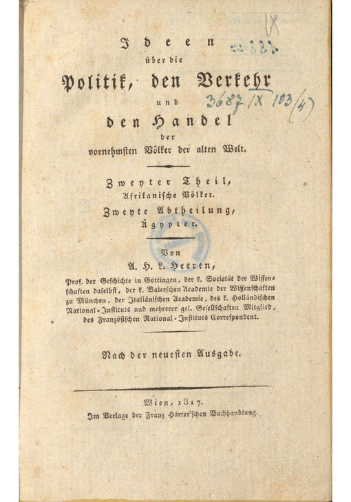 Ideen über die Politik, den Verkehr und den Handel der vornehmsten Völker der alten Welt. Zweyter Theil, Afrikanische Völker. Zweyte Abtheilung, Ägypter