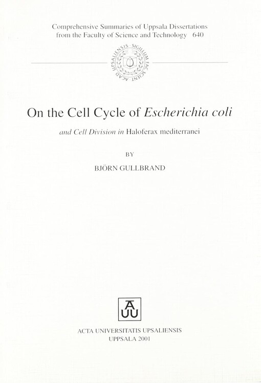 On the cell cycle of Escherichia coli and cell division in Haloferax mediterranei