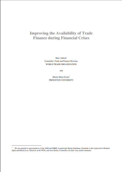 Improving the availability of trade finance during financial crises