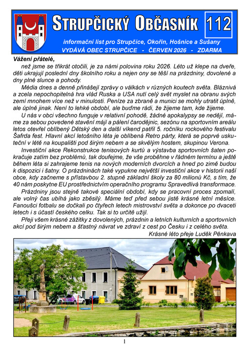 Strupčický občasník : informační list pro Strupčice, Okořín, Hošnice a Sušany