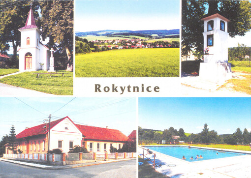 Rokytnice : Rokytnice, okres Zlín : kaple v části Kochavec : pohled od severozápadu : Boží muka : základní škola : víceúčelová nádrž