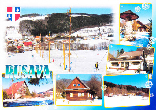 Rusava : Rusava - Hostýnské vrchy : Penzion Koliba Čecher : Koliba Klub : Penzion Rusava : Nová valašská dřevěnice : Spofort Rusava : Obecní úřad na Rusavě