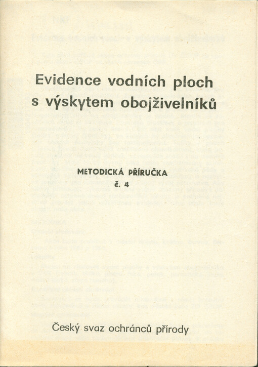 Evidence vodních ploch s výskytem obojživelníků