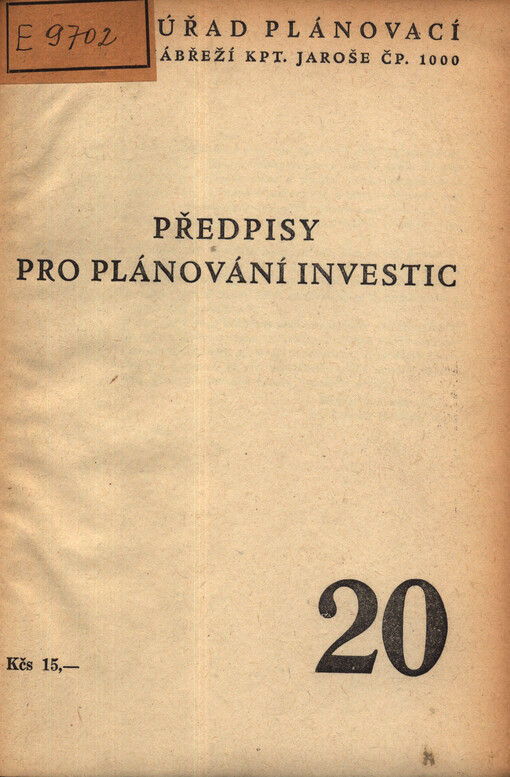 Předpisy pro plánování investic