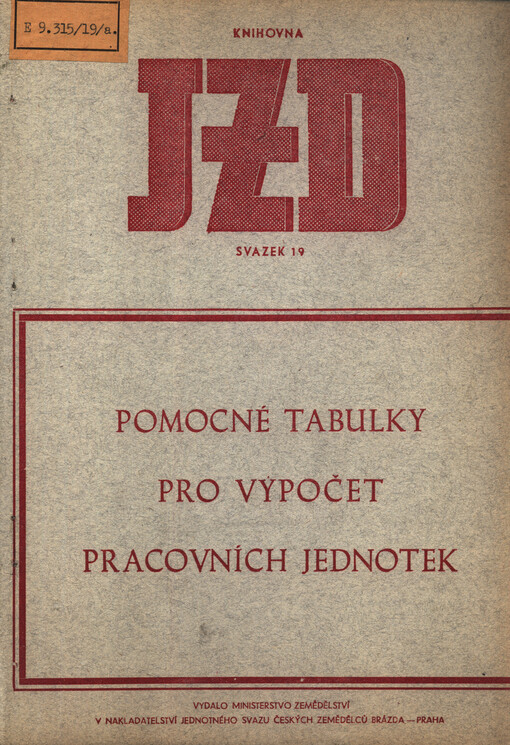 Pomocné tabulky pro výpočet pracovních jednotek