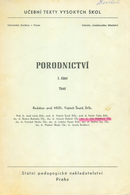 Porodnictví. Část 1, Text