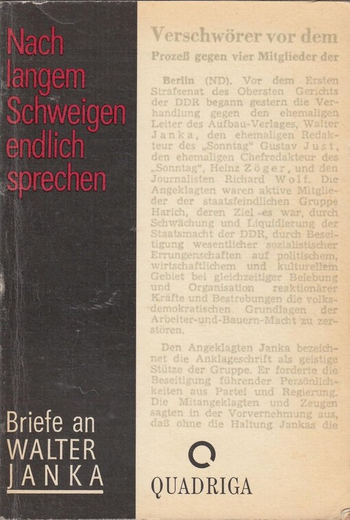 Nach langem Schweigen endlich Sprechen :Briefe an Walter Janka
