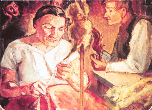 Večer u Vejvodů (Březnice, Rybníčky) : olej na plátně, 1912. 70 x 60 cm