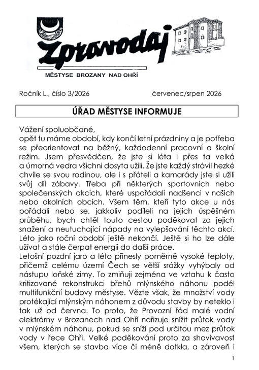 Zpravodaj městyse Brozany nad Ohří
