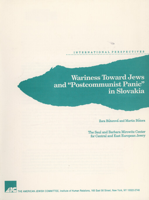 Wariness toward Jews and 