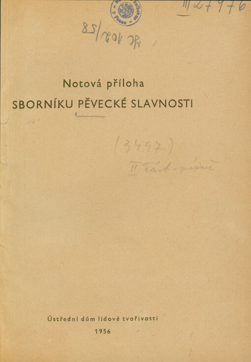 Notová příloha Sborníku pěvecké slavnosti