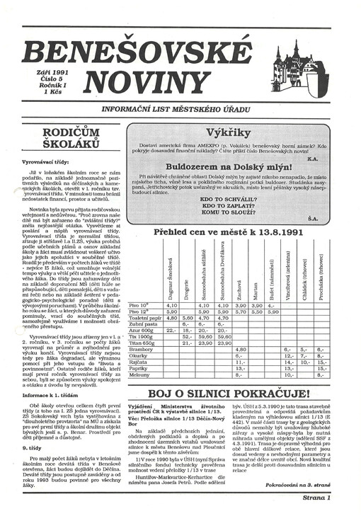 Benešovské noviny : Informační list městského úřadu
