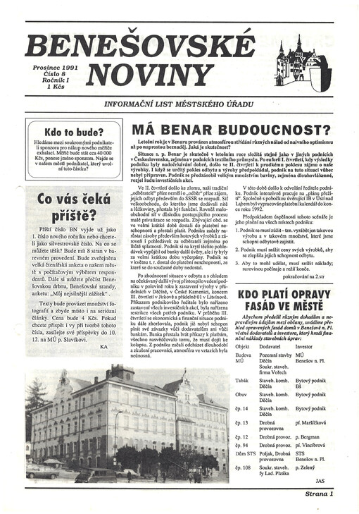 Benešovské noviny : Informační list městského úřadu