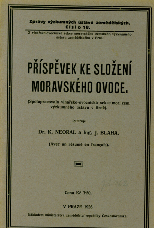 Příspěvek ke složení moravského ovoce