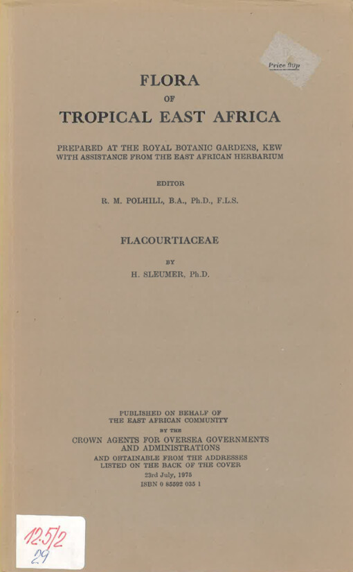 Flora of tropical East Africa. Flacourtiaceae