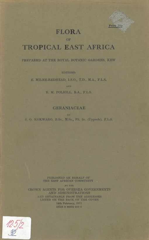 Flora of tropical East Africa. Geraniaceae
