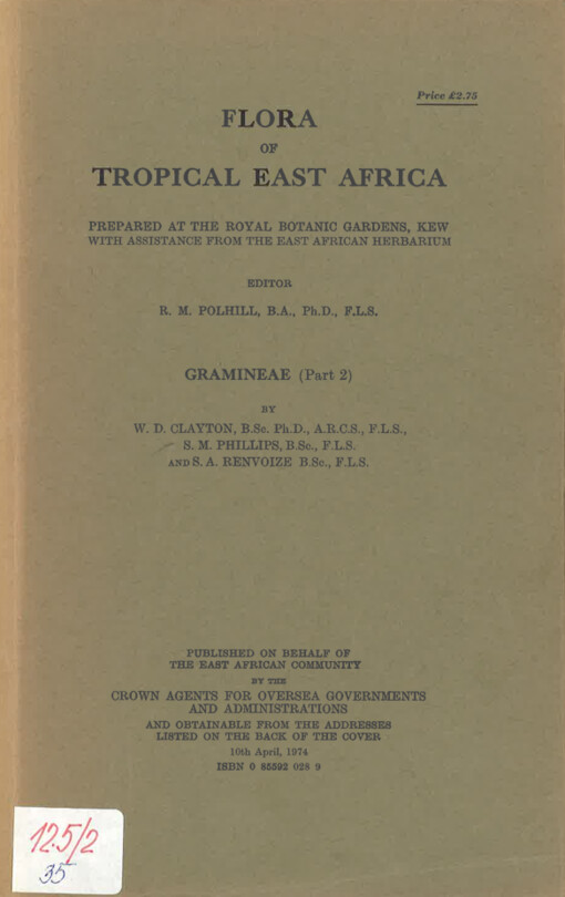 Flora of tropical East Africa. Gramineae. (Part 2)