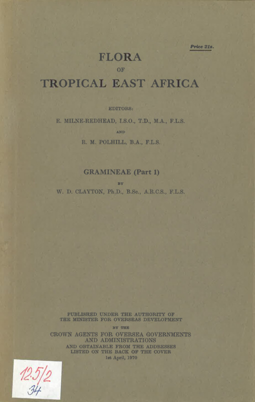 Flora of tropical East Africa. Gramineae. (Part 1)