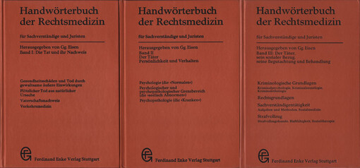 Handwörterbuch der Rechtsmedizin für Sachverständige und Juristen :in 3 Bänden.Band I,Die Tat und ihr Nachweis