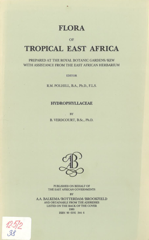 Flora of tropical East Africa. Hydrophyllaceae