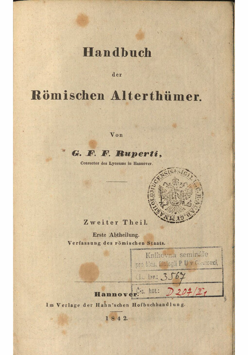 Handbuch der Römischen Alterthümer. Zweiter Theil, erste Abtheilung, Verfassung des römischen Staats