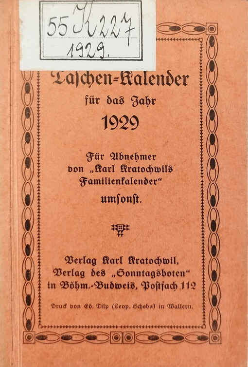 Taschen-Kalender : Für Abnehmer von Karl Kratochwils Familien-Kalender umsonst
