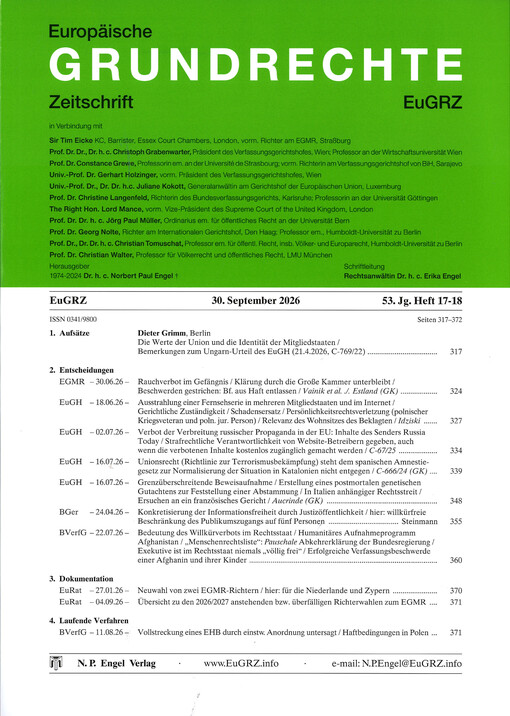 Europäische Grundrechte Zeitschrift