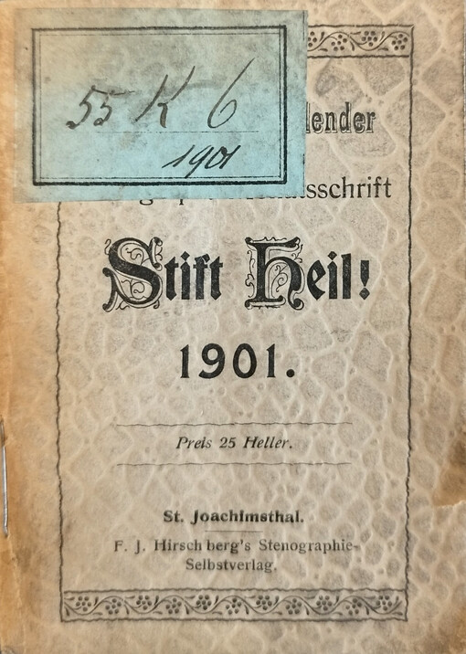 aschen-Kalender für stenographischer Monatsschrift Stift Heil!