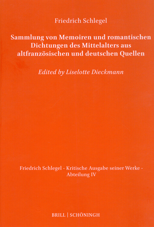 Sammlung von Memoiren und romantischen Dichtungen des Mittelalters aus altfranzösischen und deutschen Quellen