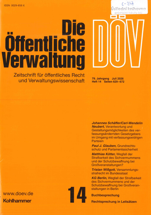 Die öffentliche Verwaltung : Zeitschrift für Verwaltungsrecht und Verwaltungspolitik DÖV