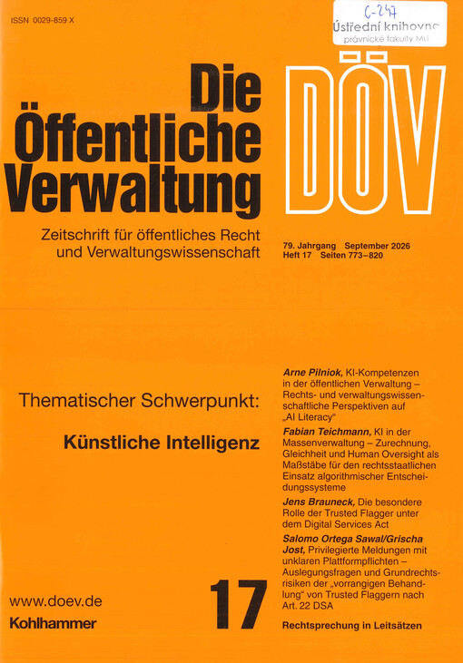 Die öffentliche Verwaltung : Zeitschrift für Verwaltungsrecht und Verwaltungspolitik DÖV