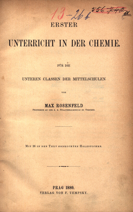 Erster Unterricht in der Chemie : für die unteren Classen der Mittelschulen