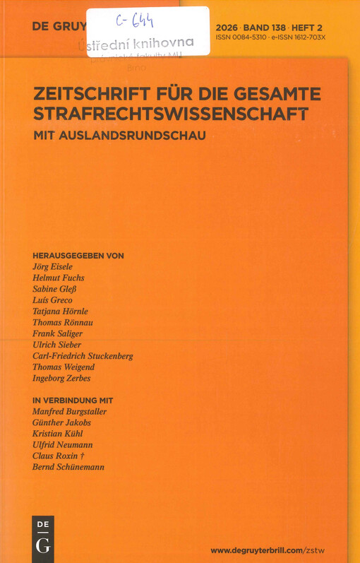 Zeitschrift für die gesamte Strafrechtswissenschaft